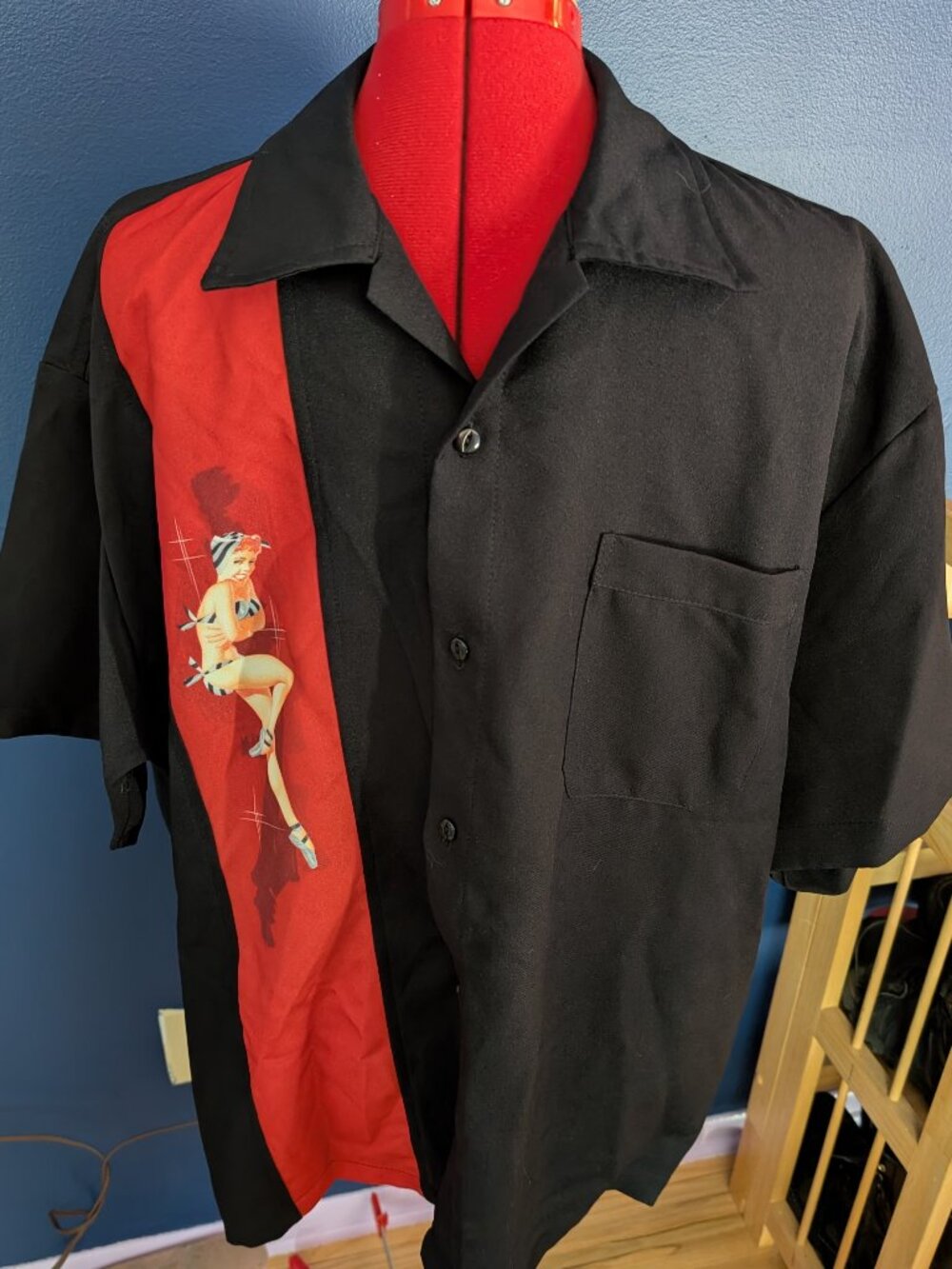 Steady Brand Pinup Girl Bowling Style Shirt Retro Rockabilly sz XL